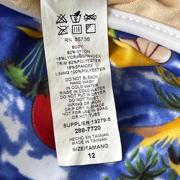 Cazimi Scoop Neck Ruched Side Tankini Swimwear Top Blue Hula Tropical 12 - Picture 6 of 6